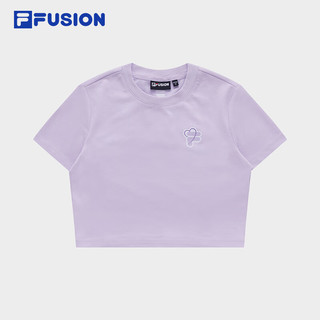 FILA FUSION斐乐潮牌女子针织短袖衫2024夏季时尚T恤 云裳紫-VT 175/92A/XL