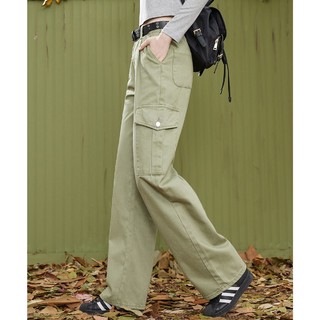 A02 多色纯棉休闲裤美式工装裤口袋宽松直筒高腰长裤休闲裤子