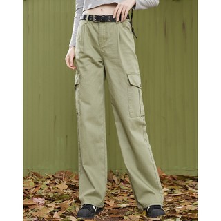 A02 多色纯棉休闲裤美式工装裤口袋宽松直筒高腰长裤休闲裤子