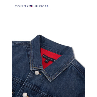 TOMMY HILFIGER 24春季童装男纯棉潮流拼色刺绣牛仔夹克外套TH2212026 牛仔蓝红白拼色M01 M/150cm