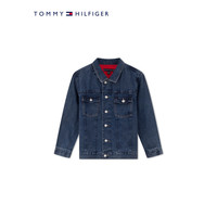 TOMMY HILFIGER 24春季童装男纯棉潮流拼色刺绣牛仔夹克外套TH2212026 牛仔蓝红白拼色M01 M/150cm