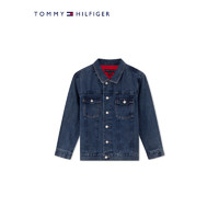 TOMMY HILFIGER 24春季童装男纯棉潮流拼色刺绣牛仔夹克外套TH2212026 牛仔蓝红白拼色M01 M/150cm