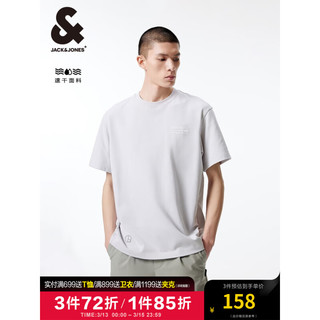 杰克·琼斯（JACK&JONES）夏季略宽松版型时尚立体字母胶印圆领短袖T恤224201141 A41 云雾灰 常规 A41 云雾灰 195/112A/XXXL