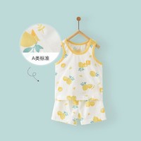Tongtai 童泰 夏款婴儿衣服3-18月新生儿套头背心套装男女宝宝轻薄无袖短裤套装