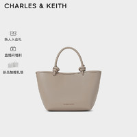 CHARLES&KEITH24春季绳结手提菜篮子斜挎托特包女CK2-30271346 Taupe灰褐色 M