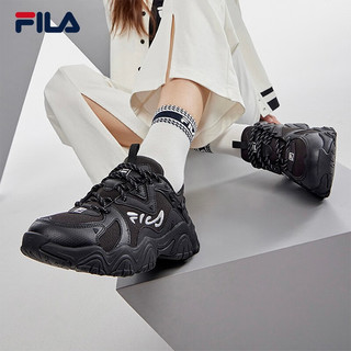 FILA 斐乐猫爪4代老爹鞋春女鞋复古休闲鞋运动鞋 黑-BK 36.5