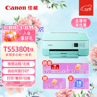 Canon 佳能 TS5380t-粉绿 无线家用彩色喷墨多功能照片一体机（打印/复印/扫描/自动双面 学生作业/照片）