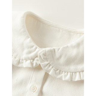 戴维贝拉（DAVE＆BELLA）女童春装儿童白色衬衫长袖小童上衣2024宝宝衣服纯棉幼儿衬衣 白色 100cm(身高90-100cm)