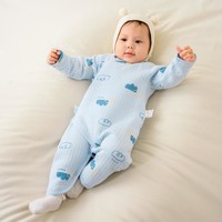 秋冬婴儿衣服0-6个月男女宝宝保暖蝴蝶衣新生儿加厚偏开连体衣