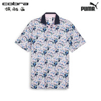 彪马PUMA高尔夫男士T恤2024年上半年 Arnold Palmer 时尚印花短袖POLO 62395401 白色/藏青 XL