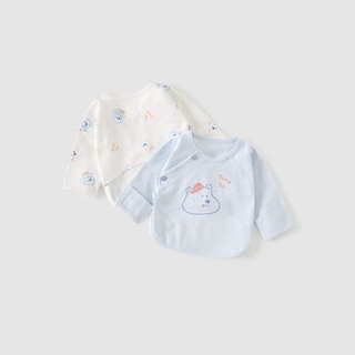 Tongtai 童泰 四季款婴幼儿衣服0-3个月男女宝宝家居服半背衣偏开上衣2件装