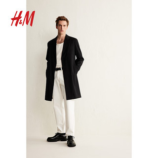 H&M2024春季男士修身版大衣1203247 黑色 165/84A XS