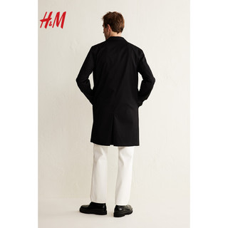 H&M2024春季男士修身版大衣1203247 黑色 175/108A L