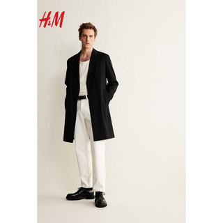 H&M2024春季男士修身版大衣1203247 黑色 175/108A L