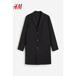 H&M2024春季男士修身版大衣1203247 黑色 175/100A M