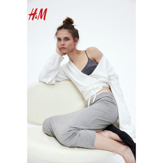 H&M女士半身裙2024春季简约风气质汗布纯色半身长裙1210934 黑色 170/100A XL