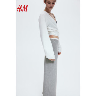 H&M女士半身裙2024春季简约风气质汗布纯色半身长裙1210934 混浅灰色 170/88A L