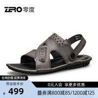 零度Zero男鞋2024夏季手工缝制凉拖鞋防滑耐磨透气沙滩凉鞋 灰色 38