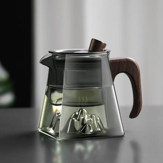 HEISOU 玻璃茶壶功夫泡茶壶家用观山水壶单壶耐热过滤花茶壶红茶茶具套装