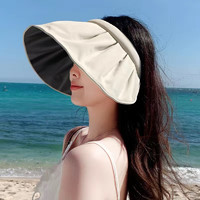 mikibobo 贝壳帽防晒帽遮脸遮阳防紫外线太阳帽大檐可折叠无顶帽A