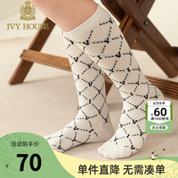 IVY HOUSE常春藤儿童装女童2024春季  时尚百搭满印POLO中筒袜防滑透气 米白色 31/M（适合脚长20-22cm）