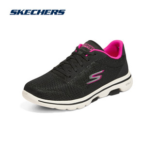 斯凯奇（Skechers）女士绑带健步鞋124155 黑色/桃红色/BKHP 36.5