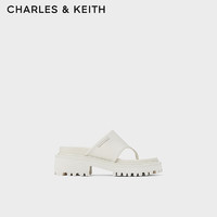 CHARLES&KEITH24春季厚底外穿休闲夹趾拖鞋女CK1-70580222 粉白色Chalk 39