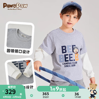 Paw in Paw PawinPaw卡通小熊童装24年春夏男童圆领拼接印花长袖休闲T恤 灰色/15 110