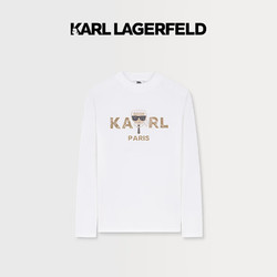 KARL LAGERFELD 卡尔·拉格斐 卡尔拉格斐2023秋钉珠经典老佛爷男装卫衣长袖T恤 1007 本白 50