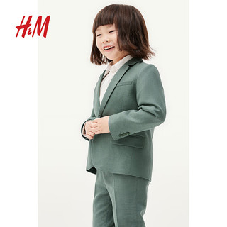 H&M童装男童外套2024春季帅气英伦周岁礼服小西装1209153 深灰绿色 90/52