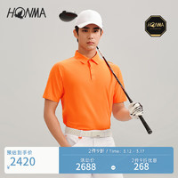 HONMA【高端专业高尔夫】专业短袖polo衫2024春季吸湿排汗HMKC707 橘红 L