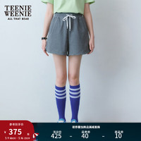 Teenie Weenie小熊女装2024年夏季运动短裤休闲直筒宽松卫裤女 中灰色 160/S