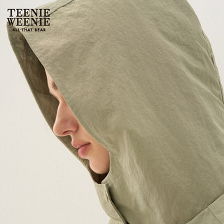 Teenie Weenie小熊女装2024年夏季塔斯隆面料连帽马甲背心外套 军绿色 170/L