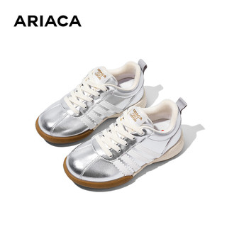 Ariaca艾芮苏女童运动鞋2024年春季儿童鞋子防滑软底阿甘鞋 银白色 33码 脚长19.9-20.5