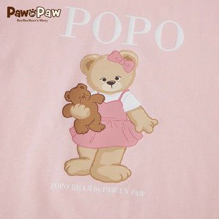 PawinPaw卡通小熊童装2024年春季男女童卡通印花长袖圆领T恤 粉红色/25 130
