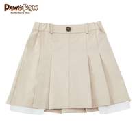PawinPaw卡通小熊童装2024年春季女童百褶裙儿童学院风短裙 米色/35（口袋布露出） 130