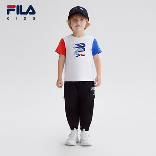 FILA【凉感科技】斐乐童装儿童裤子2024夏季小童男童抗菌长裤 传奇蓝-NV 105