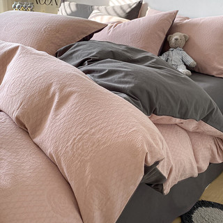 猫人纯色床上四件套纯棉100%全棉床单被套罩床笠款简约宿舍三件套