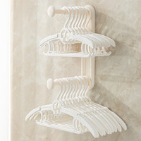 家の物语衣架收纳多功能衣架收纳架阳台晾衣架置物架壁挂式可伸缩折叠 组合装【白色+奶白色】