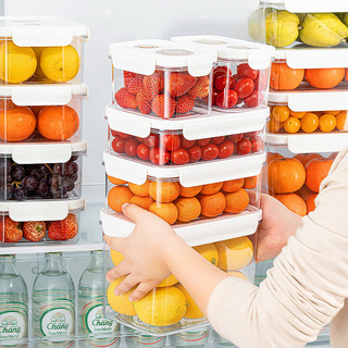 家の物语（KATEI STORY）高透明水果盒冰箱收纳盒分格便当盒外出携带小保鲜盒食品级 真空收纳盒大号3.4L(一个装）
