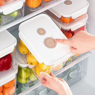 家の物语（KATEI STORY）高透明水果盒冰箱收纳盒分格便当盒外出携带小保鲜盒食品级 真空收纳盒750ml(一个装）小号