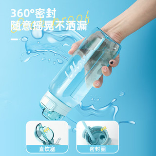 悠乐水杯男女生塑料杯子高颜值大容量便携夏季耐热防摔运动水杯 蓝色 600ml 1个