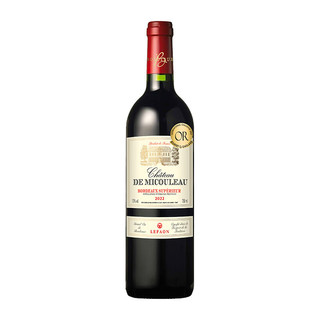 利枫 法国原瓶进口红酒 德米酷城堡超级波尔多干红葡萄酒 750ml 单支装