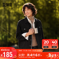 森马（Semir）夹克男2024春季基础简约工装风牛仔外套日常翻领上衣109124108114 牛仔黑98301