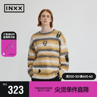 英克斯（inxx）ALLPICK 圆领套头渐变彩色条纹毛衣同款镂空贴布绣针织衫 黄色-1 XL