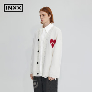 英克斯（inxx）ALLPICK 美式休闲开衫毛衣男宽松简约刺绣针织衫上衣外套 白色-2 XL