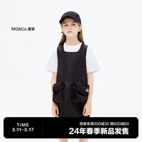 little MO&Co.little moco童装24春装女童工装风背心无袖连衣裙KBD1DRS019 黑色 140/68