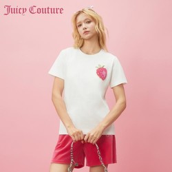 Juicy Couture 橘滋 奶油草莓Logo图案毛巾绣女式T恤