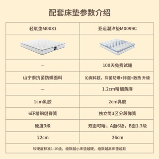 顾家家居 KUKa皮床 时尚百搭奶油风卧室简约法式头层牛皮双人大床DS8157 绮梦白高脚1.8m+亚运潮汐垫