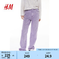 H&M女装2024春季休闲时尚潮流直筒裤中腰直筒牛仔裤1232183 紫色 155/60A